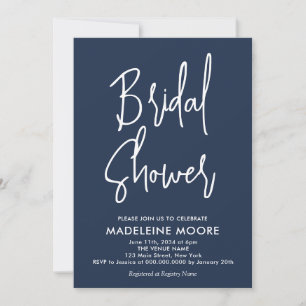 Invitación a ducha de novia mínima azul de la Mari