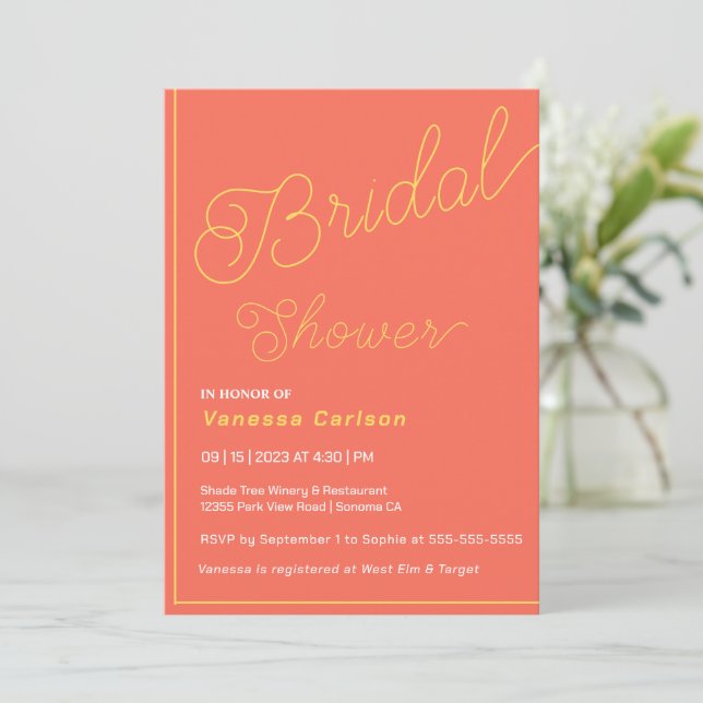 Invitación a ducha de novia mínima y brillante (Anverso de pie)