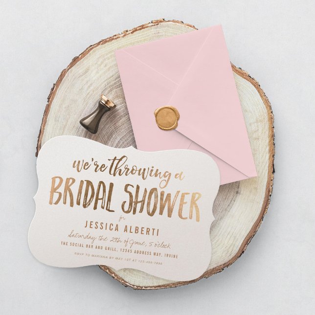 Invitación a ducha de novia moderna con papel de l (Subido por el creador)