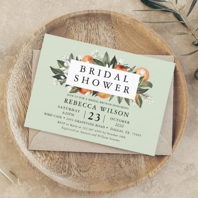 Invitación a ducha de novia moderna de Mint Citrus (Subido por el creador)