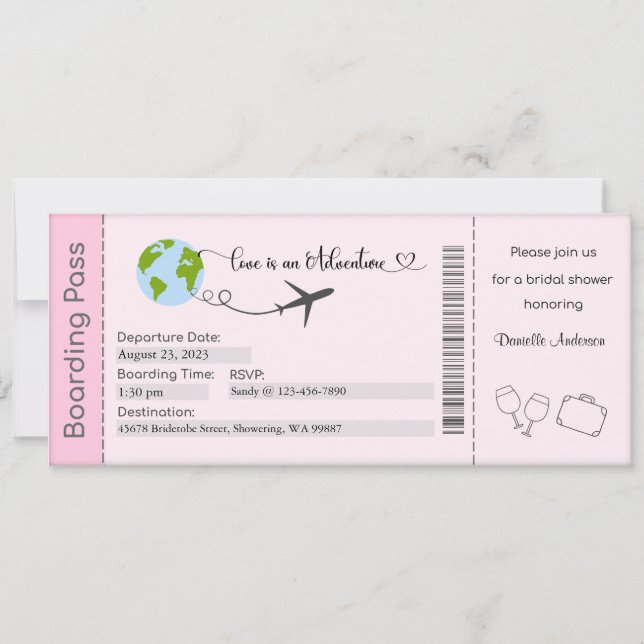 Invitación a ducha de novia, novia a ser invitada (Anverso)