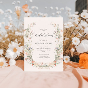 Invitación a ducha de novia onírica con flores sil