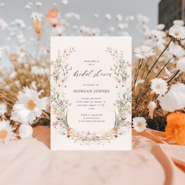 Invitación a ducha de novia onírica con flores sil (Subido por el creador)