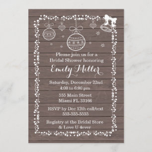 Invitación a ducha de novia Ornamento Madera Rústi
