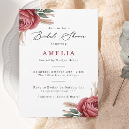 Invitación a ducha de novia pampas Rosa de Rubor