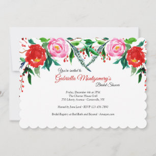 Invitación a ducha de novia para Rosas de invierno