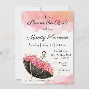 Invitación a ducha de novia parisina rosa bonito