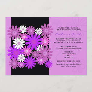 Invitación a ducha de novia Purple Gerber Daisy Br