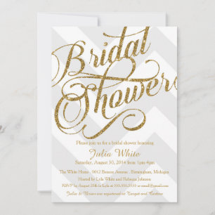 Invitación a ducha de novia purpurina, Chevron pla