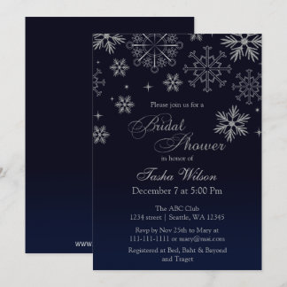 Invitación a ducha de novia Purpurina de plata mar