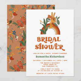 Invitación a ducha de novia retro Rainbow Groovy