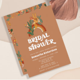Invitación a ducha de novia retro Rainbow Groovy
