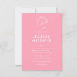 Invitación a ducha de novia rosa con código QR