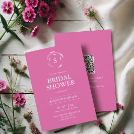 Invitación a ducha de novia rosa de Fuchsia con có