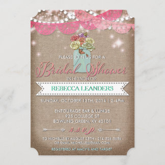 Invitación a ducha de novia Rosa de Mason Jar