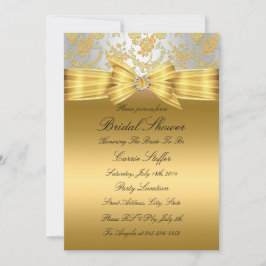 Invitación a ducha de novia Rosa de plata dorada