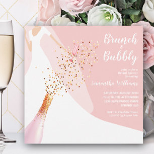 Invitación a ducha de novia Rosa de Rubor Bubbly B