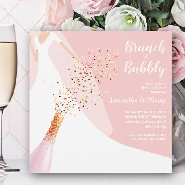 Invitación a ducha de novia Rosa de Rubor Bubbly B (Subido por el creador)