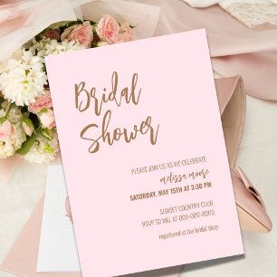 Invitación a ducha de novia rosa de Rubor minimali
