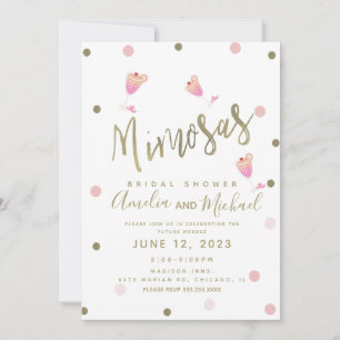 Invitación a ducha de novia rosa Mimosa Confetti