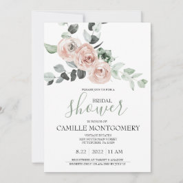 Invitación a ducha de novia rosa rosa bohemio