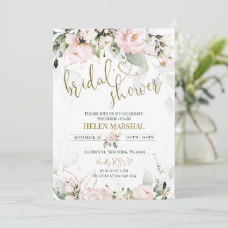 Invitación a ducha de novia rosa Rubor