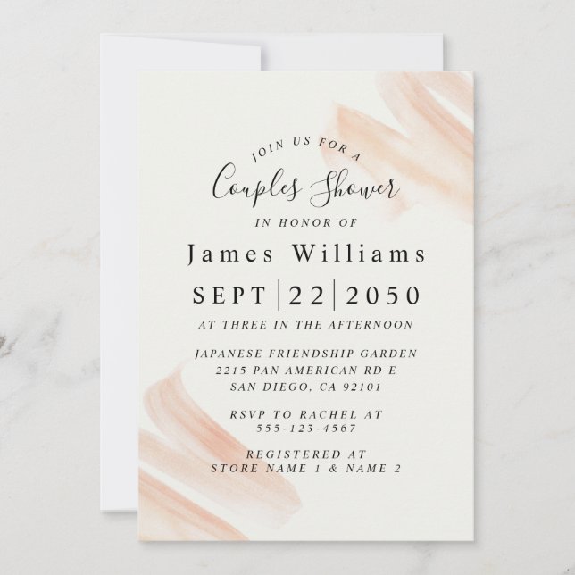 Invitación a ducha de novia rosa Rubor (Anverso)