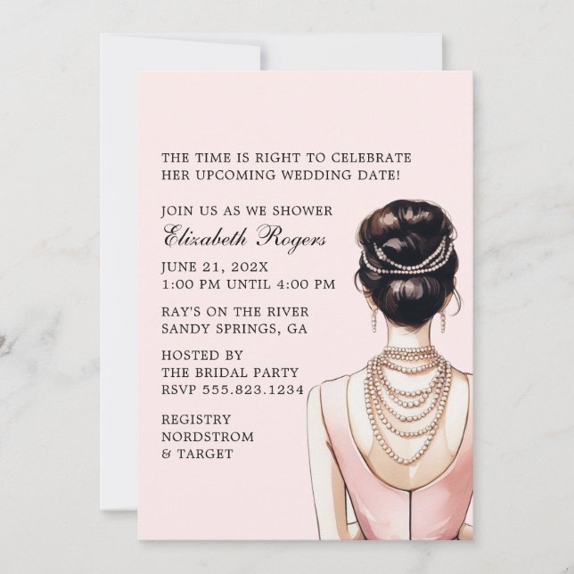 Invitación a ducha de novia rosa Rubor (Anverso)