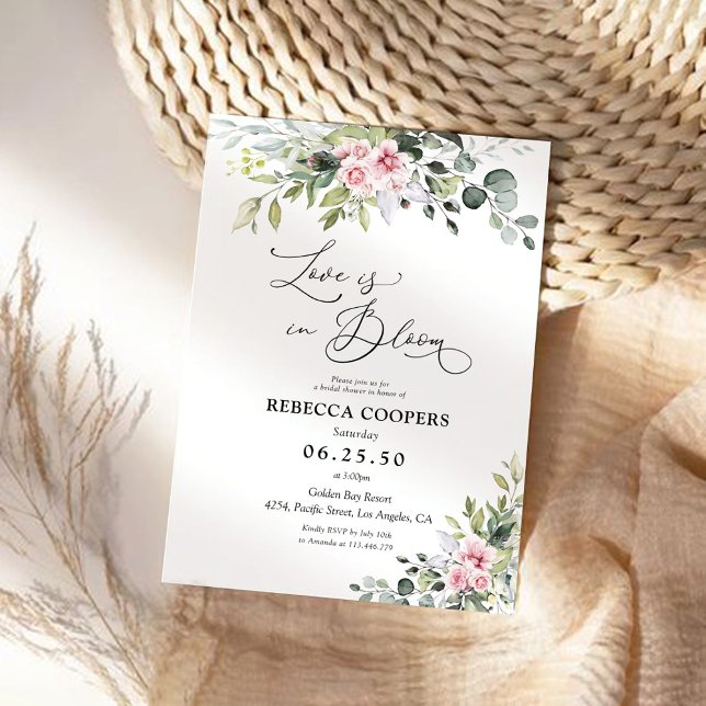 Invitación a ducha de novia rosa Rubor de verde (Subido por el creador)
