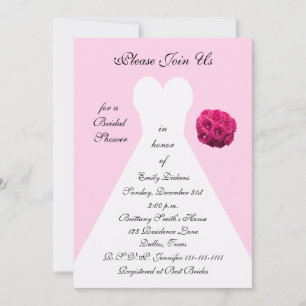 Invitación a ducha de novia rosa única, traje de n