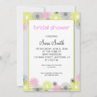 Invitación a ducha de novia rosa, verde limón y ne
