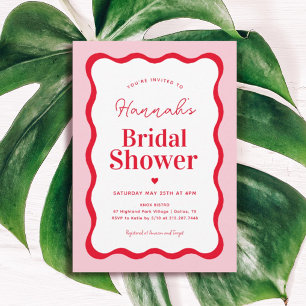 Invitación a ducha de novia rosa y rojo mareado re