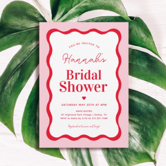 Invitación a ducha de novia rosa y rojo mareado re (Subido por el creador)