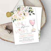 Invitación a ducha de novia RoseGold Vino antes de