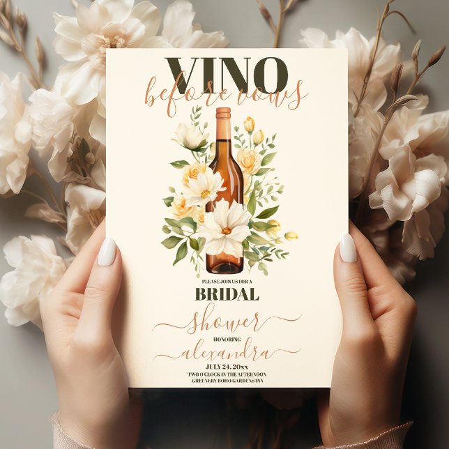 Invitación a ducha de novia RoseGold Vino antes de (Subido por el creador)