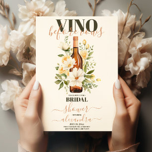 Invitación a ducha de novia RoseGold Vino antes de