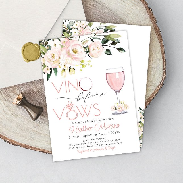 Invitación a ducha de novia RoseGold Vino antes de (Subido por el creador)