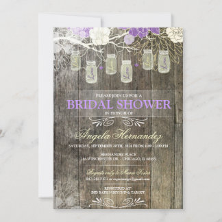 Invitación a ducha de novia rustica Mason Jar