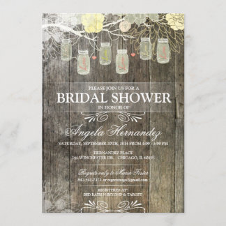 Invitación a ducha de novia rustica Mason Jar
