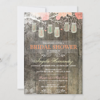 Invitación a ducha de novia rustica Mason Jar
