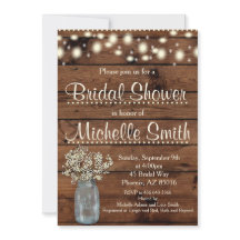 Invitación a ducha de novia rústica, Mason Jar, fl