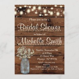 Invitación a ducha de novia rústica, Mason Jar, fl