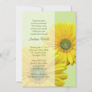 Invitación a ducha de novia verde amarillo Gerber