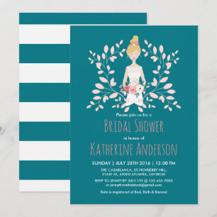Invitación a ducha de novia verde azulada Boda ves