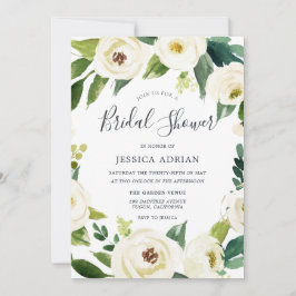 Invitación a ducha de novia Wreath verde con flore