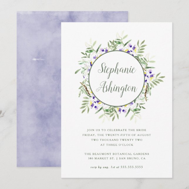 Invitación a ducha de novia Wreath Wreath Bridal W (Anverso / Reverso)