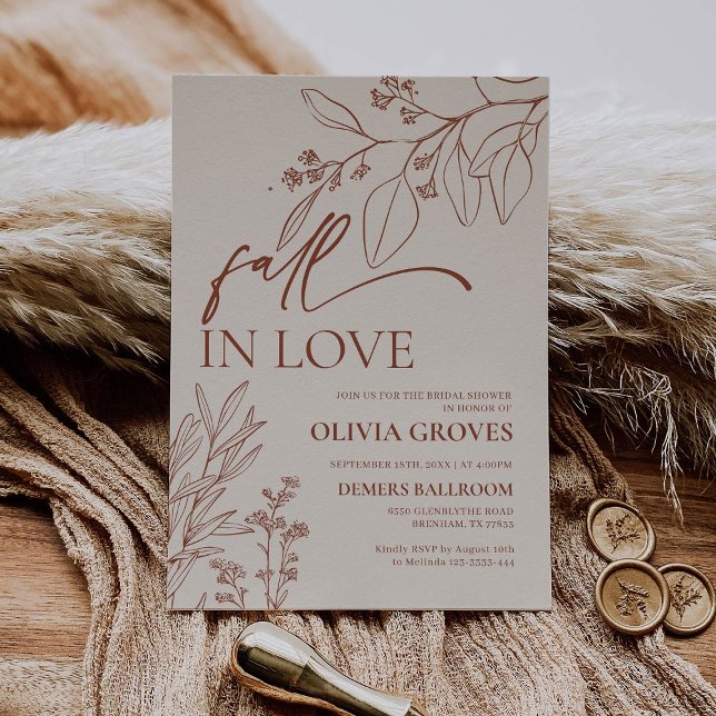 Invitación a ducha de novias beige Fall in Love (Subido por el creador)