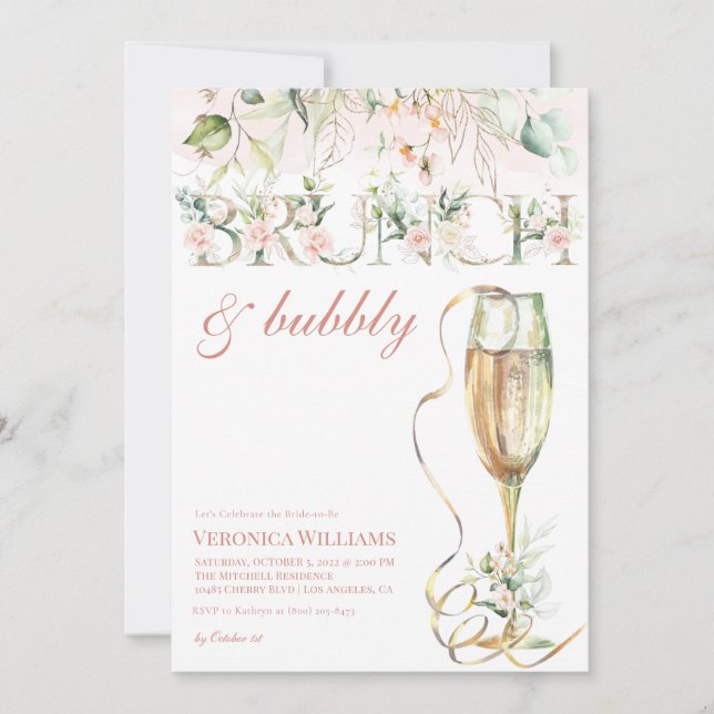 Invitación a ducha de novias Brunch & Bubbly (Anverso)