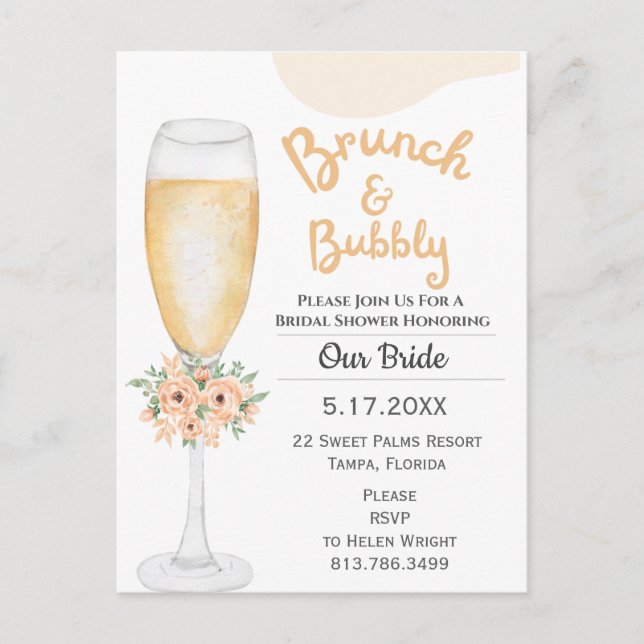 Invitación a ducha de novias Brunch & Bubbly (Anverso)