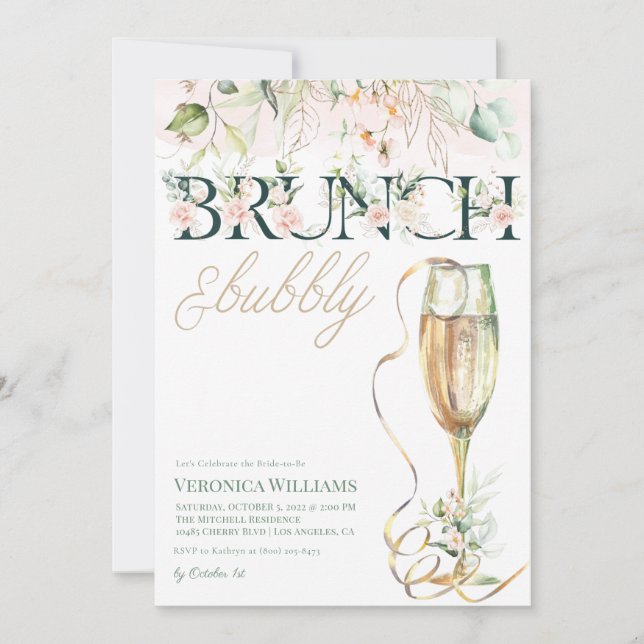 Invitación a ducha de novias Brunch & Bubbly (Anverso)